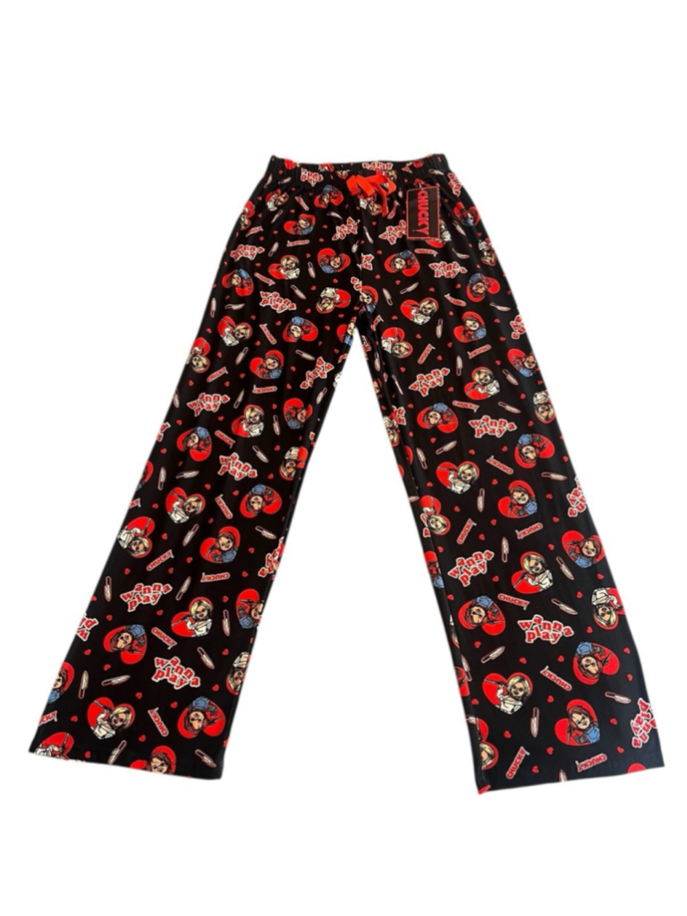 Chucky Pajama Lounge Pants Mens Size Small Black Red Graphics Soft Sleepwear PJs